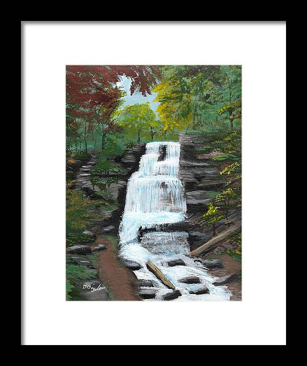 Water Fall Framed Print featuring the painting Tiffany falls by David Bigelow
