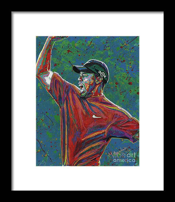 Tiger Woods Framed Print featuring the painting Tiger Woods by Maria Arango