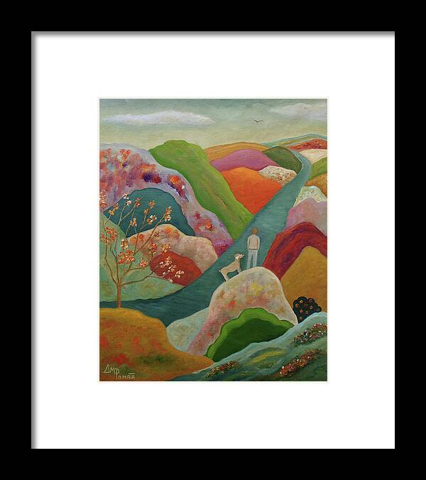 Man Framed Print featuring the painting Till Our Moment Comes by Angeles M Pomata