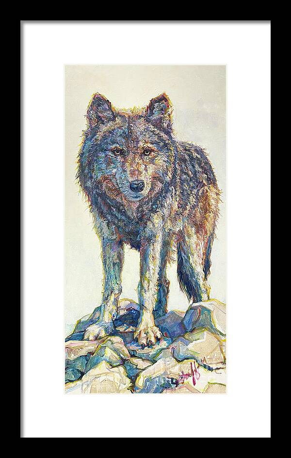 Wolf Framed Print featuring the painting Timber by Patricia A Griffin