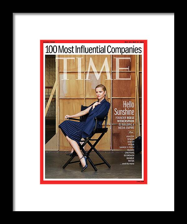 Time 100 Most Influential Companies Framed Print featuring the photograph TIME 100 Companies - Reese Witherspoon by Photograph by JUCO for TIME
