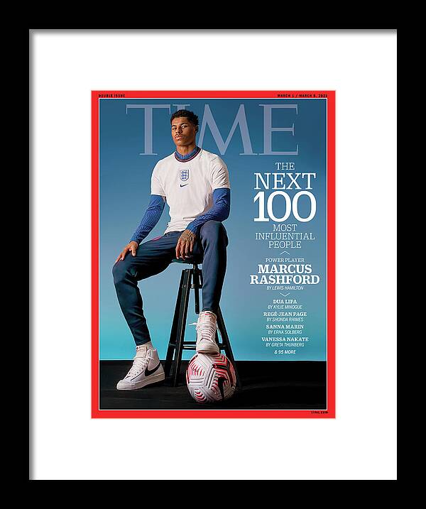 Time 100 Next Framed Print featuring the photograph TIME 100 Next - Marcus Rashford by Photograph by Nwaka Okparaeke for TIME