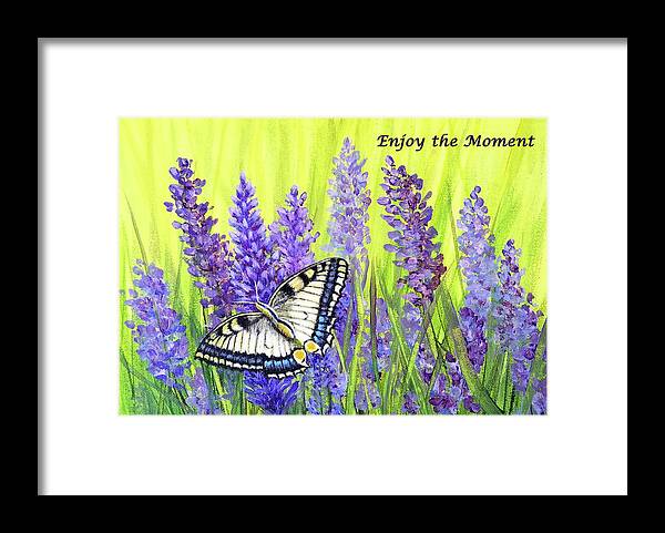 Time Framed Print featuring the painting Time Enough - Enjoy The Moment by Sarah Irland