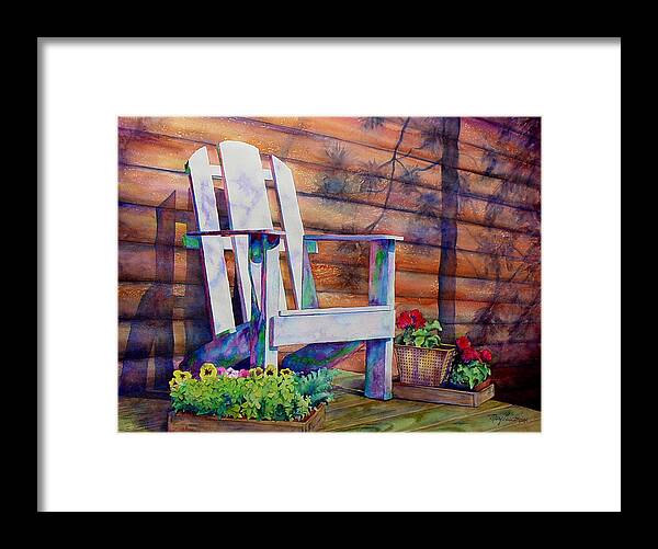 Adirondack Chair Framed Print featuring the painting Time Out by Mary Giacomini