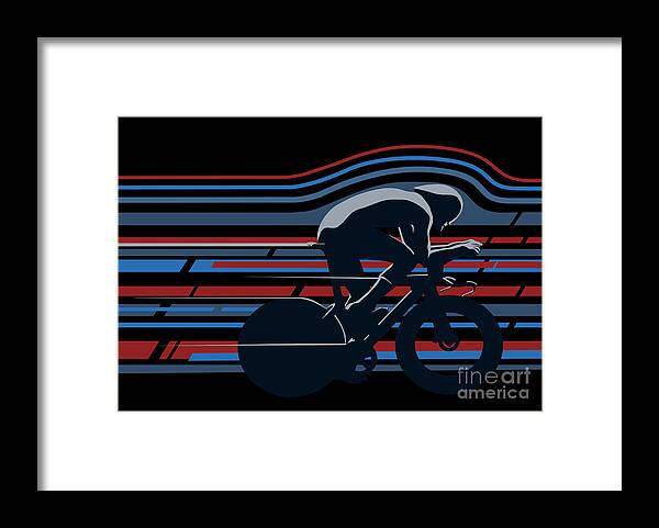 Cycling Poster Framed Print featuring the digital art Time Trial Triathlete cyclist by Sassan Filsoof