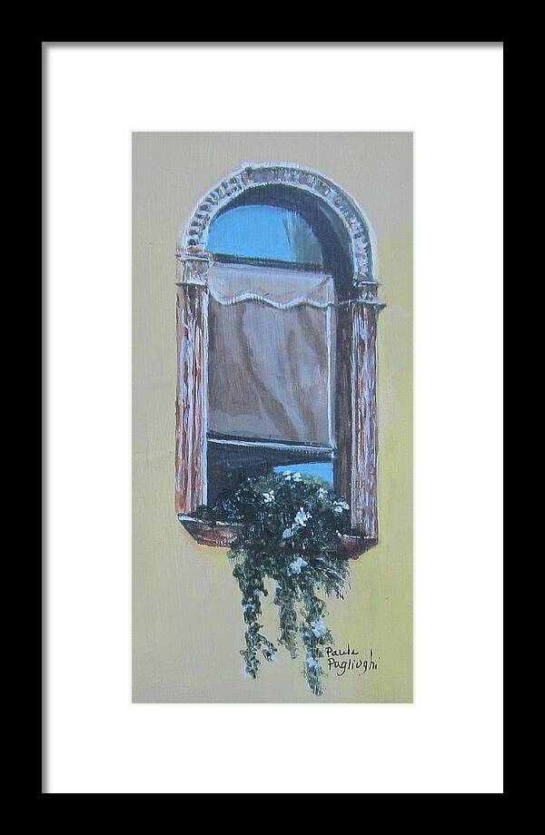 Painting Framed Print featuring the painting Timeless Window by Paula Pagliughi