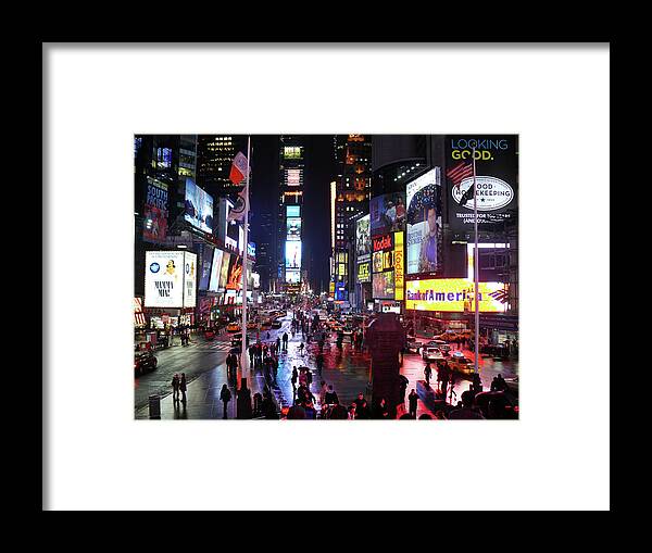 Times Square Framed Print featuring the photograph Times Square by Mike McGlothlen