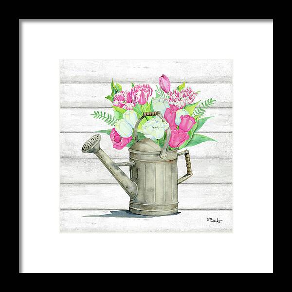 Watercolor Framed Print featuring the painting Tin Florals II by Paul Brent