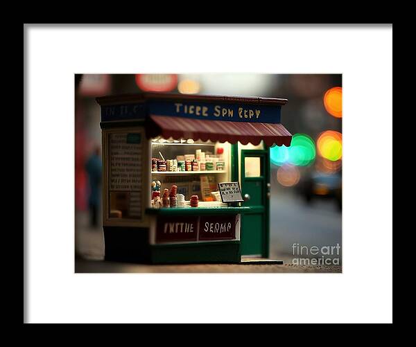A Variety Of Jams Framed Print featuring the mixed media Tiny City Shop II by Jay Schankman