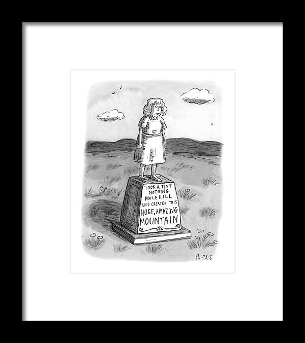 Captionless Framed Print featuring the drawing Tiny Nothing Molehill by Roz Chast