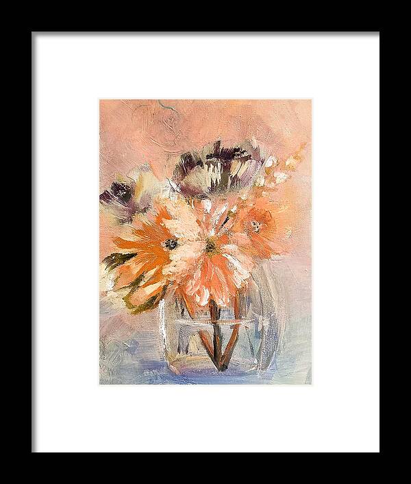 Orange Framed Print featuring the painting Tiny orange Bouquet by Lisa Kaiser
