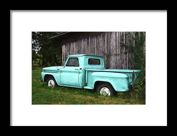 1965 Chevy Truck Framed Print featuring the painting To Be Country - Vintage Vehicle Art by Jordan Blackstone