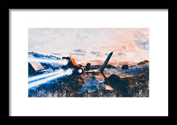 Spacecraft Framed Print featuring the painting To the Stars and beyond - 02 by AM FineArtPrints