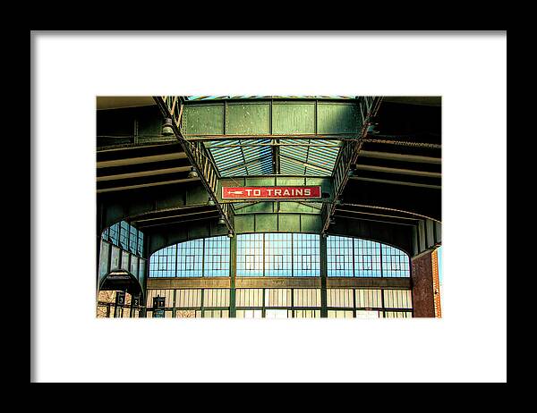 Central New Jersey Railroad Terminal Framed Print featuring the photograph To The Trains by Kristia Adams