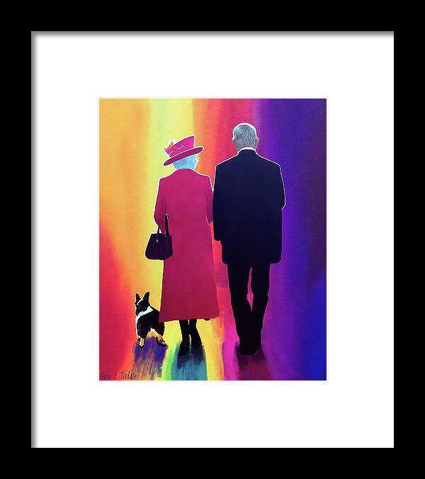 Queen Elizabeth Framed Print featuring the digital art Together Again - Queen Elizabeth and Her Prince by Mark Tisdale