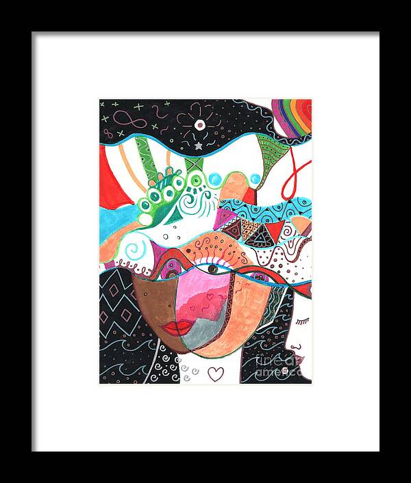 Together By Helena Tiainen Framed Print featuring the drawing Together by Helena Tiainen