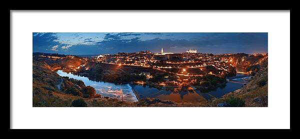 Toledo Framed Print featuring the photograph Toledo skyline at night by Songquan Deng