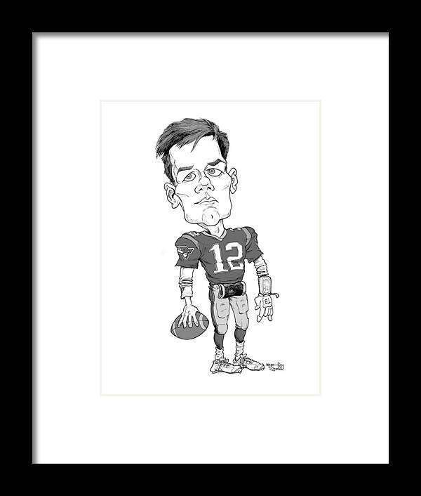 Caricature Framed Print featuring the drawing Tom Brady by Mike Scott