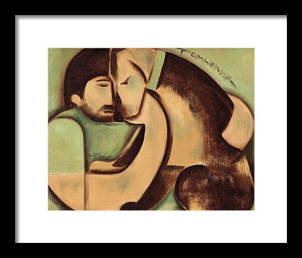 Dog Framed Print featuring the painting Tommervik Man and Dog Art Print by Tommervik