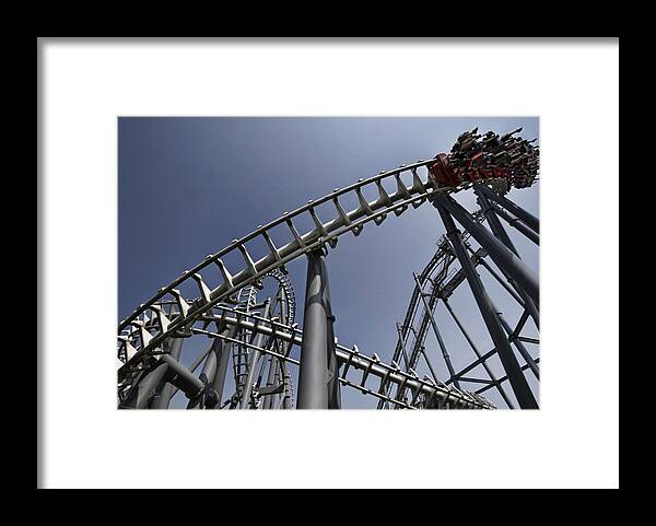 Built Structure Framed Print featuring the photograph Top Gun roller coaster at Canada's Wonderland. by Hans Neleman
