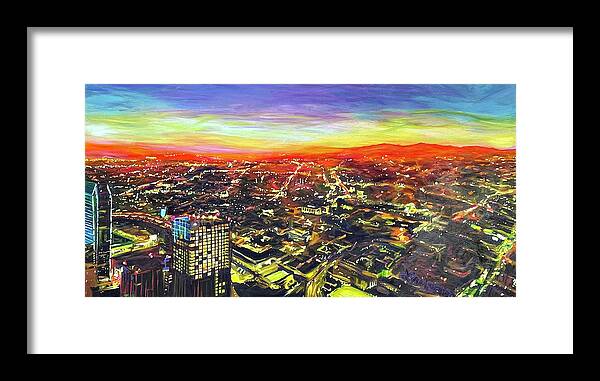 Panorama Framed Print featuring the painting Top of the World by Bonnie Lambert