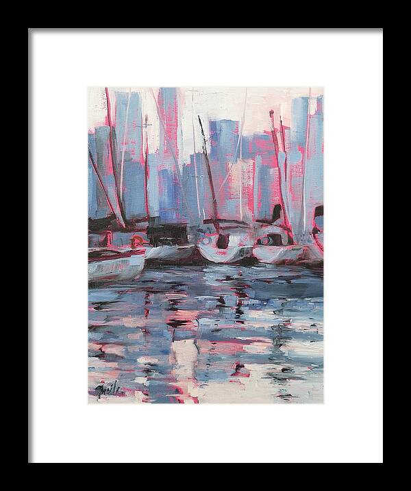 Toronto Harbour Framed Print featuring the painting Toronto Harbour by Sheila Romard