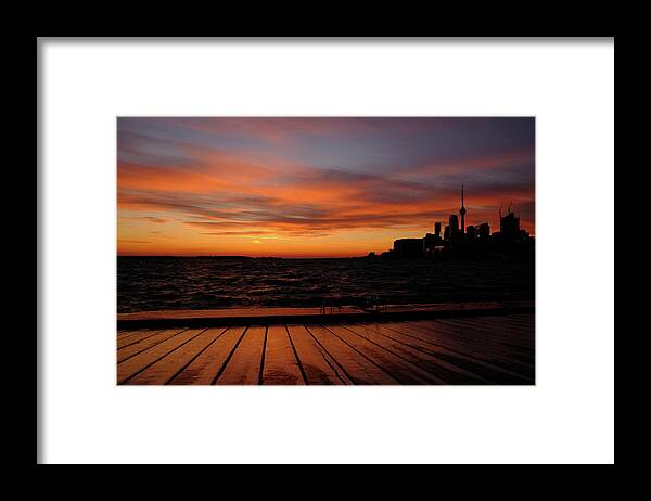 Toronto Framed Print featuring the photograph Toronto Sunset With Boardwalk by Kreddible Trout