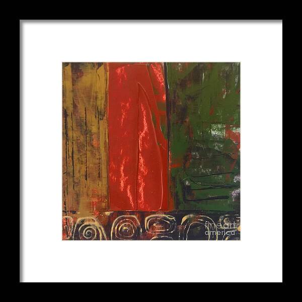 Abstract Framed Print featuring the painting Touch of Gold I by Lisa Dionne
