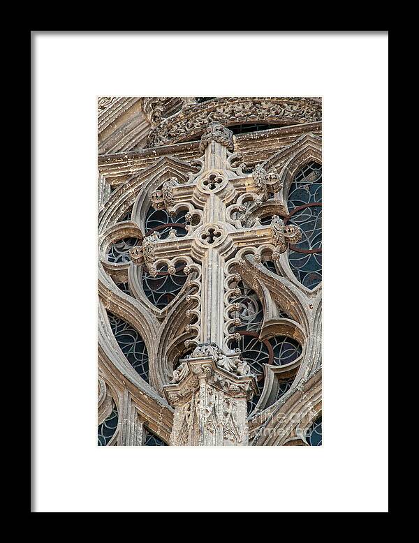 Tours Framed Print featuring the photograph Tours Saint Gatien Pariarchal Cross by Bob Phillips