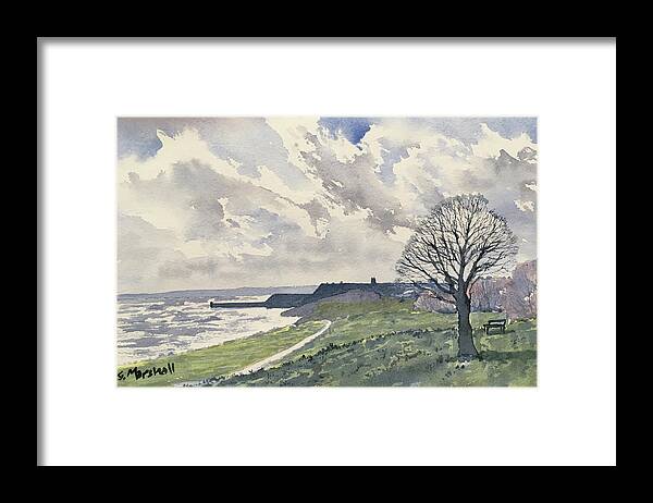 Watercolour Framed Print featuring the painting Towards Bridlington Bay from Sewerby Heads by Glenn Marshall
