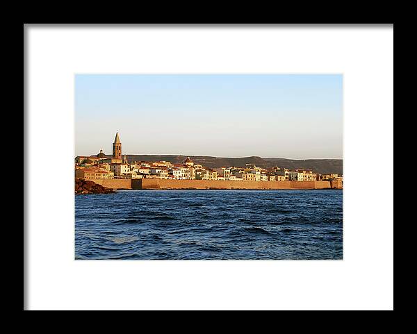 Italy Framed Print featuring the photograph Town in Sardegna island, Italy by Severija Kirilovaite