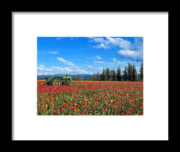 Tractor Framed Print featuring the photograph Tractor Outstanding In It's Field by Brian Eberly