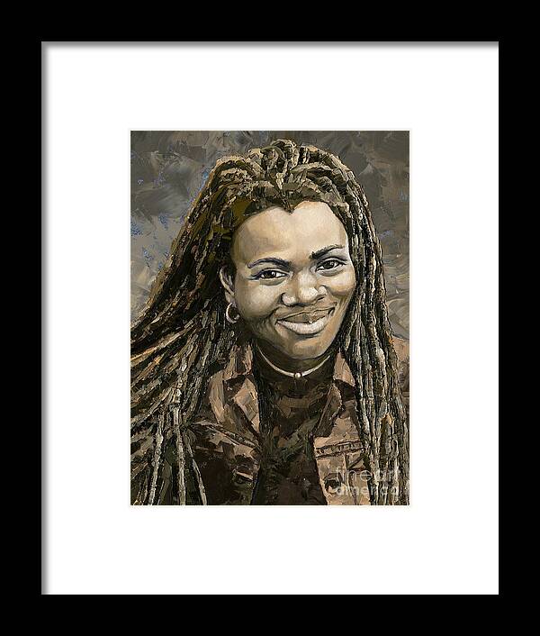 Tracy Chapman Framed Print featuring the painting Tracy Chapman, 2020 by PJ Kirk