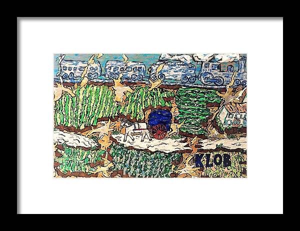 Train Carriage Industrial Revolution Framed Print featuring the mixed media Train And Carriage After Van Gogh 2021 by Kevin OBrien