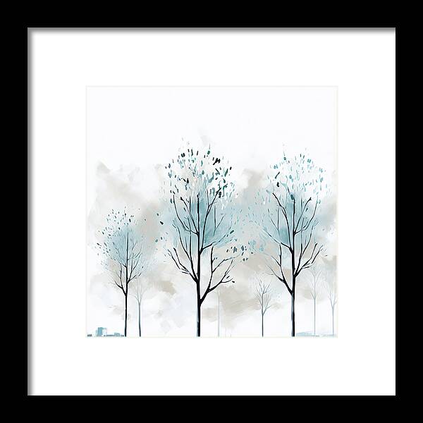 Turquoise Art Framed Print featuring the painting Tranquil Colors - Turquoise and Gray Art by Lourry Legarde