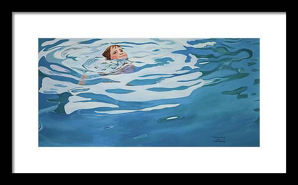 Swimming Pool Framed Print featuring the painting Tranquility by Linda Queally