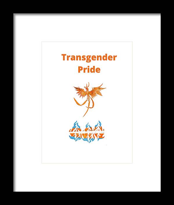 Transgender Pride Framed Print featuring the drawing Transgender Pride - Phoenix by Branwen Drew
