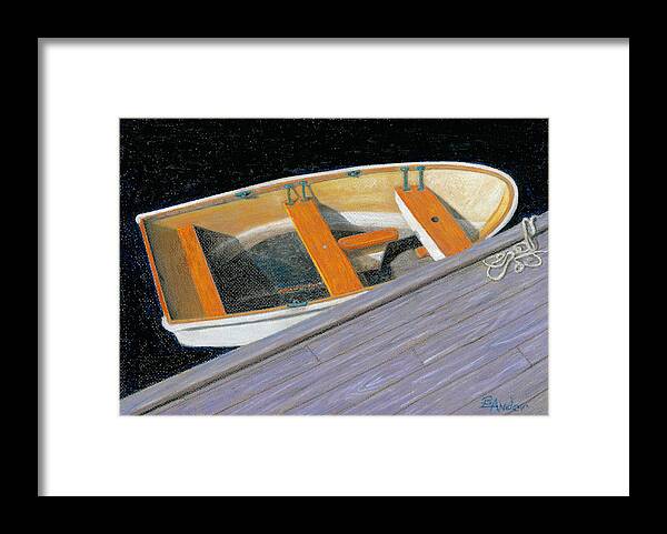 Row Boat Framed Print featuring the pastel Transport Awaits by Brent Ander