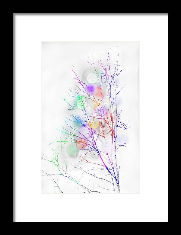Tree Framed Print featuring the digital art Christmas Lights and a Skeleton Tree by Kathy Paynter