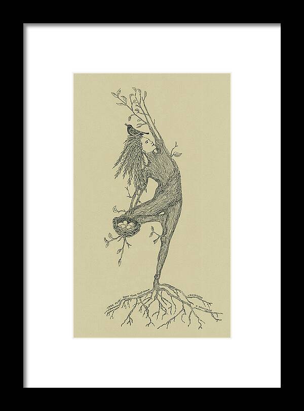 Tree Pose Framed Print featuring the drawing Tree Pose by Jenny Armitage