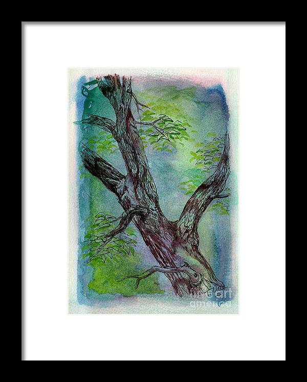 Tree Framed Print featuring the painting Tree that needs Pruning by Tammy Nara