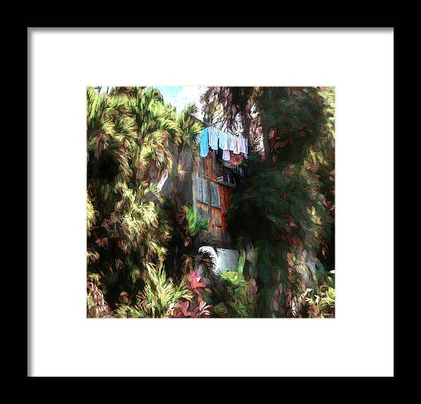 Nature Framed Print featuring the photograph Treehouse Washline in Dominica by Wayne King