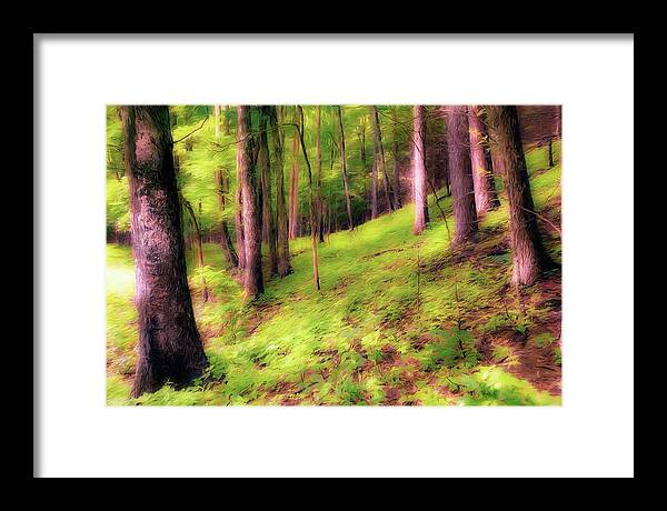 North Carolina Framed Print featuring the painting Trees on a Hill ap by Dan Carmichael