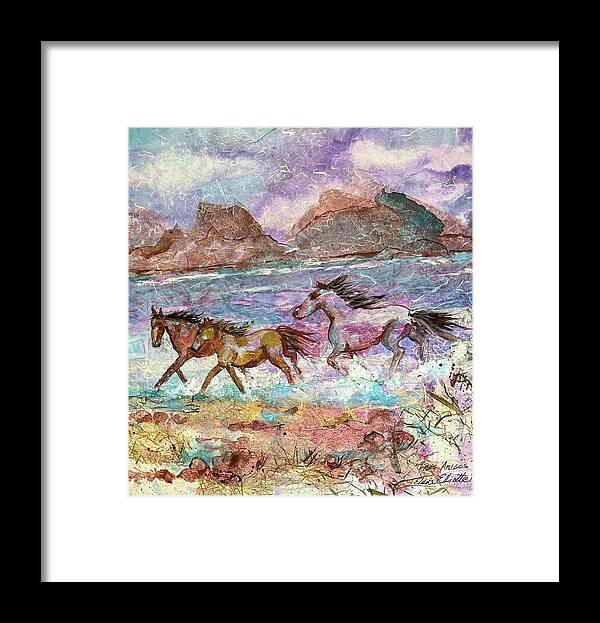 Horse Framed Print featuring the painting Tres Amigos by Elaine Elliott