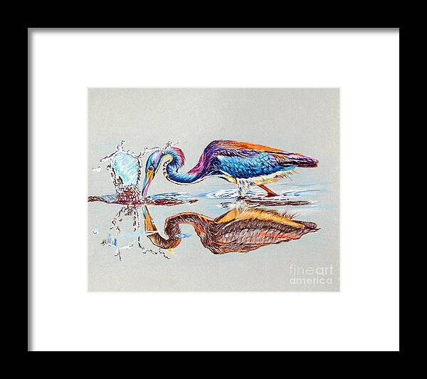 Heron Framed Print featuring the painting Tri-Colored Heron by Maria Barry