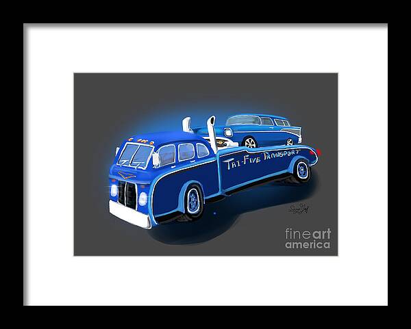 55 Framed Print featuring the digital art Tri-Five Transport by Doug Gist