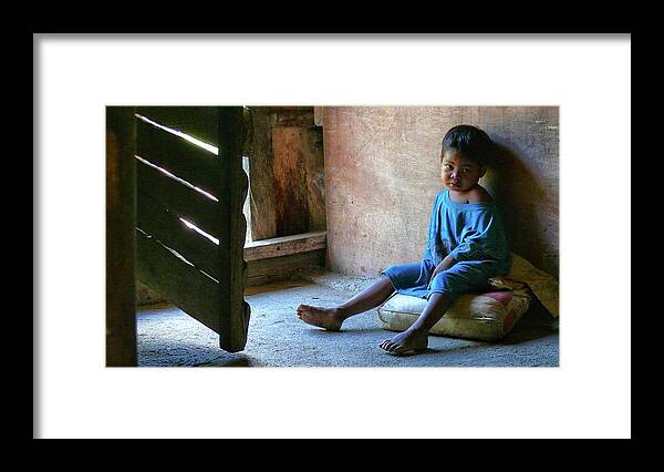 Tribal Girl Framed Print featuring the photograph Tribal girl at the door by Robert Bociaga