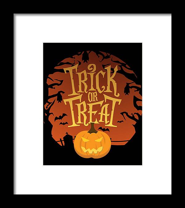 Funny Framed Print featuring the digital art Trick Or Treat Halloween by Flippin Sweet Gear