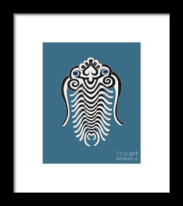 Sea Creature Framed Print featuring the painting Trilobite. Blue by Amy E Fraser