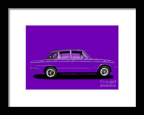 Sports Car Framed Print featuring the digital art Triumph Dolomite Sprint. Purple Edition. Customisable to YOUR colour choice. by Moospeed Art